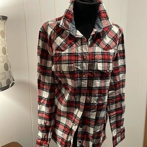 Jacks Girlfriend M Bea pearl buttons flannel and denim